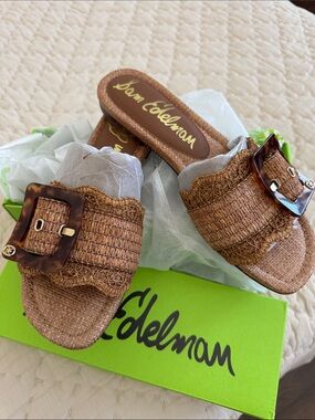 NWT Sam Edelman Bambi slide Sandals with Tortoiseshell Buckles
